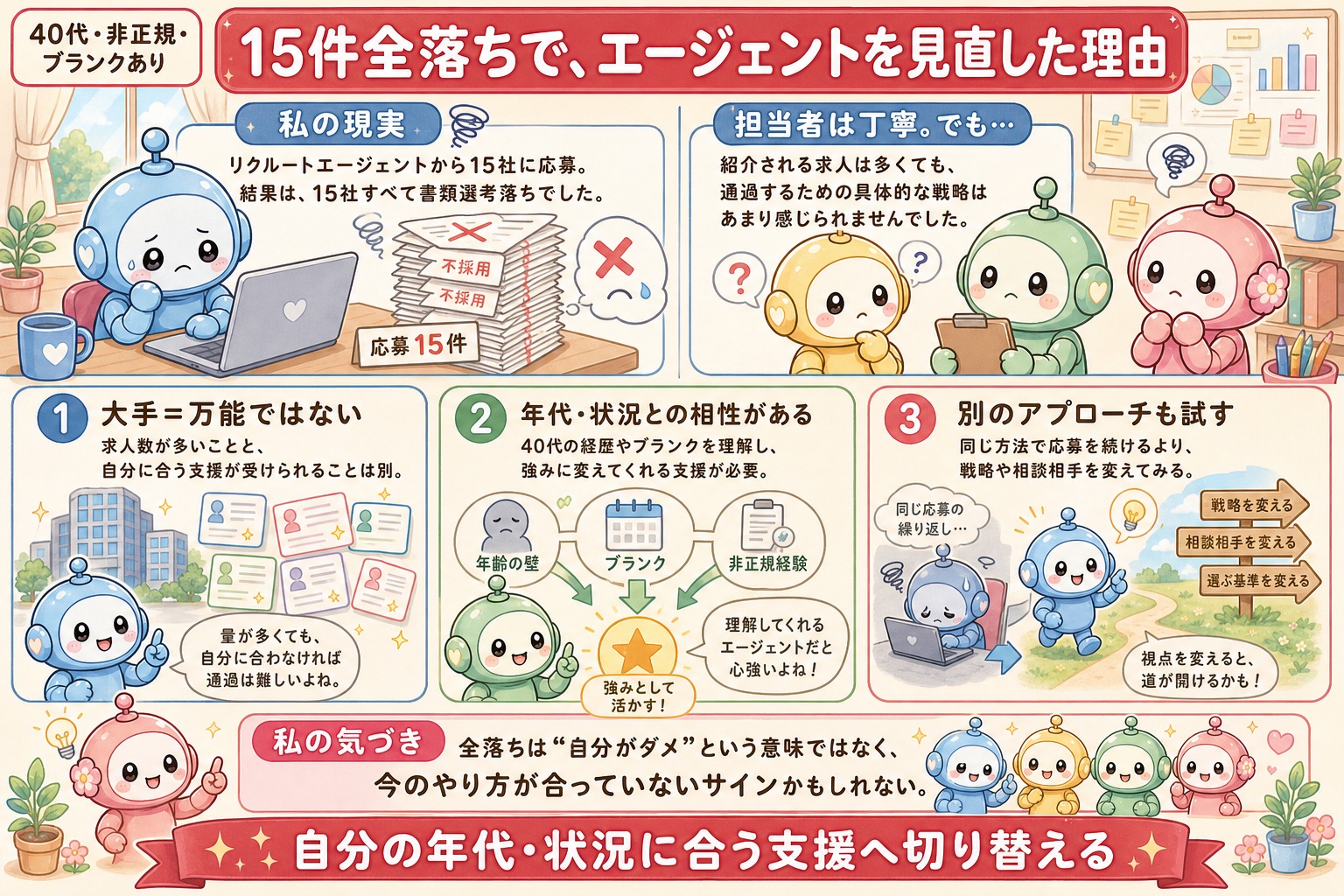 15件全落ちでエージェントを見直した理由をまとめた図解
