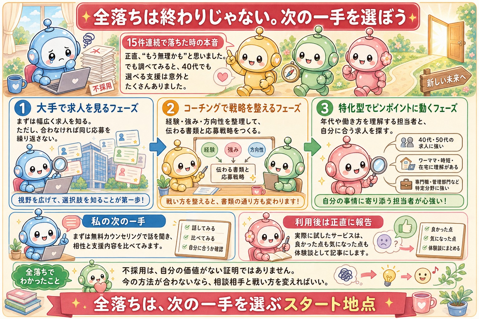 全落ち後に選ぶ次の一手を詳しくまとめた図解