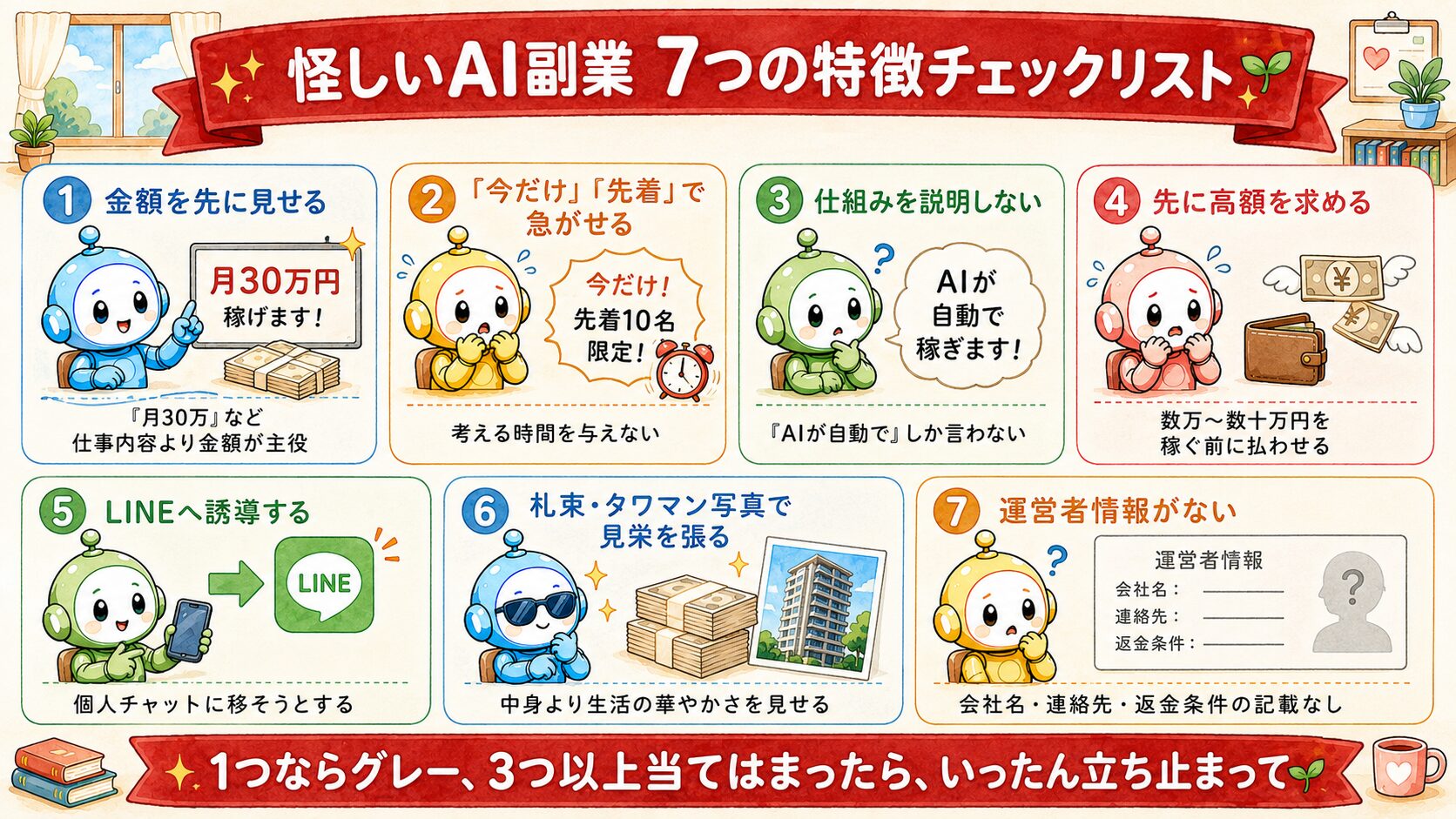 怪しいAI副業7つの特徴チェックリスト