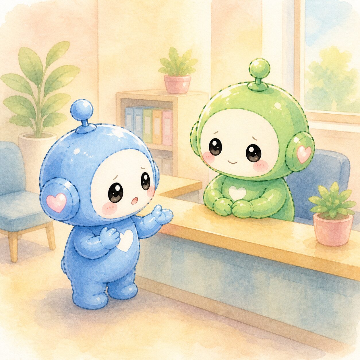 派遣会社に確認する様子のイラスト