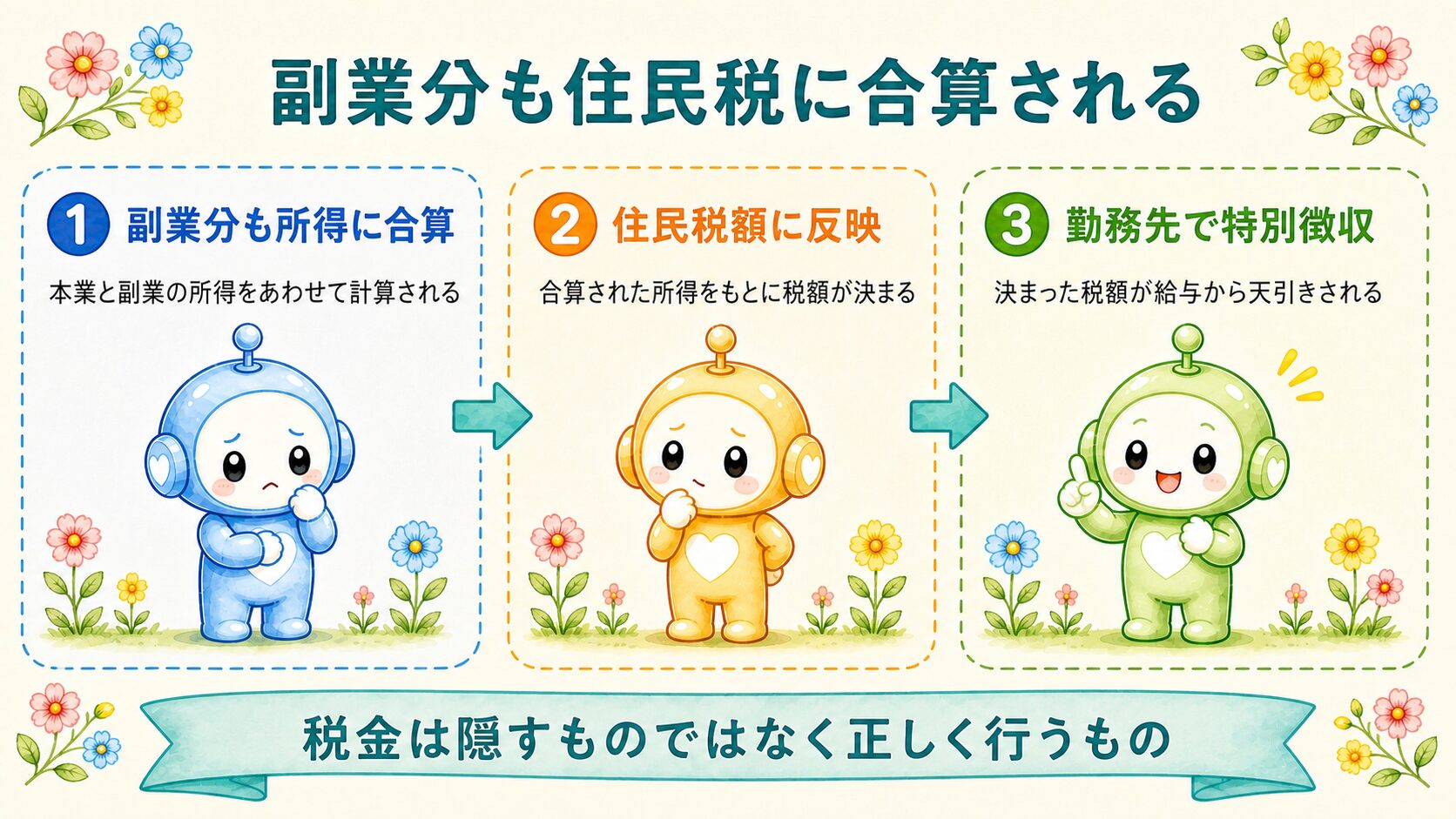 副業分も住民税に合算される図解
