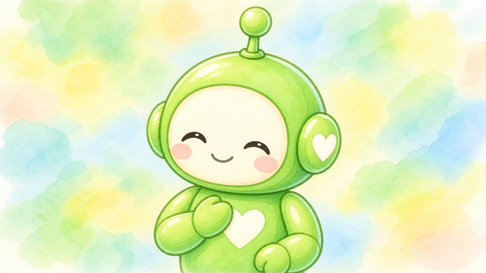 安心した表情のロボットのイラスト