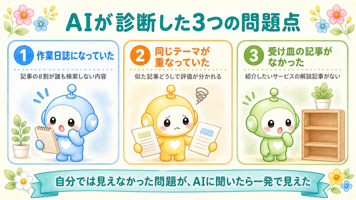 AIが診断した3つの問題点の図解