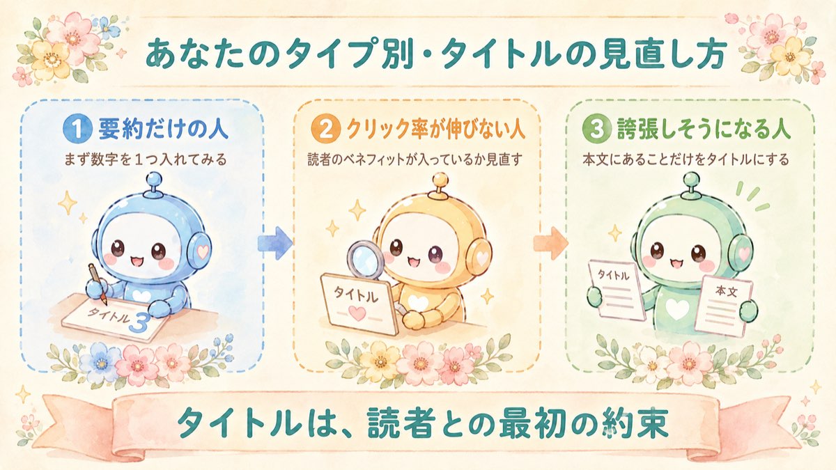 あなたのタイプ別・タイトルの見直し方の図解
