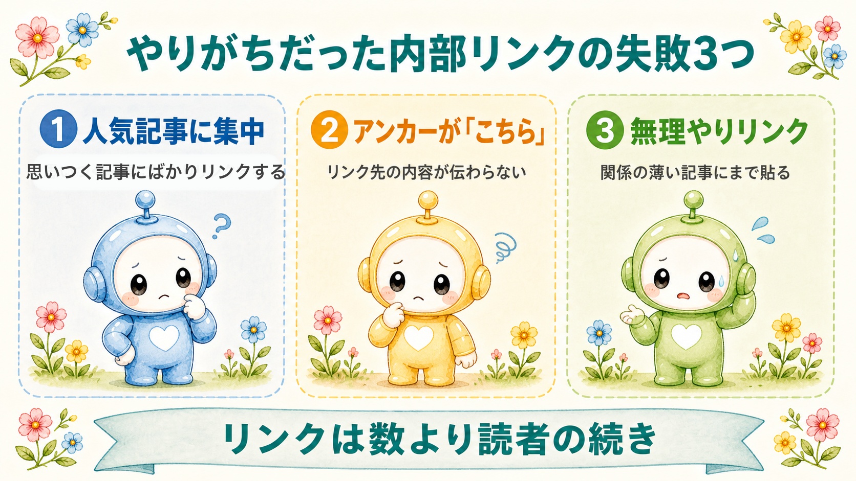 やりがちな内部リンクの失敗3つの図解