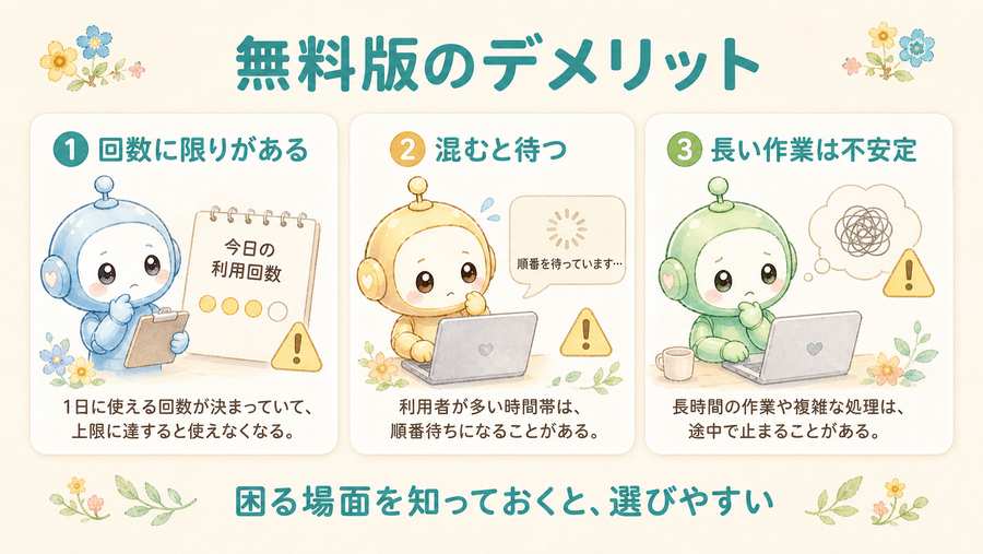 無料版のデメリットの図解