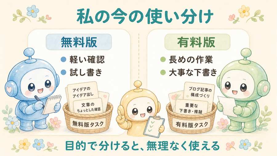 無料版と有料版の今の使い分け図解