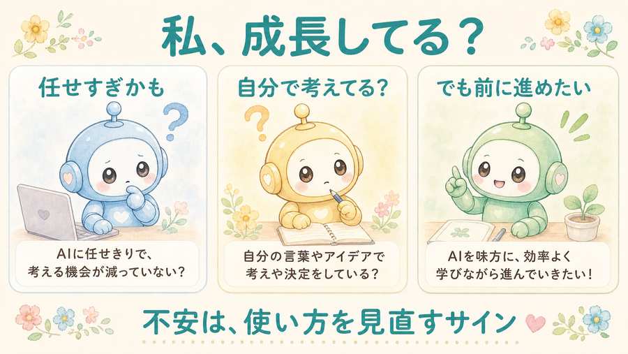 AI利用で成長しているか不安になった瞬間の図解