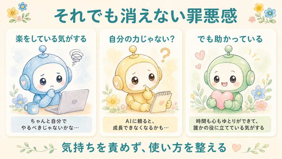 AI利用で消えない罪悪感の図解