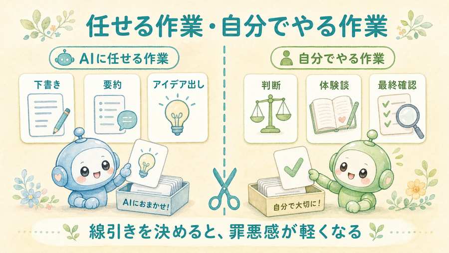AIに任せる作業と自分でやる作業の線引き図解