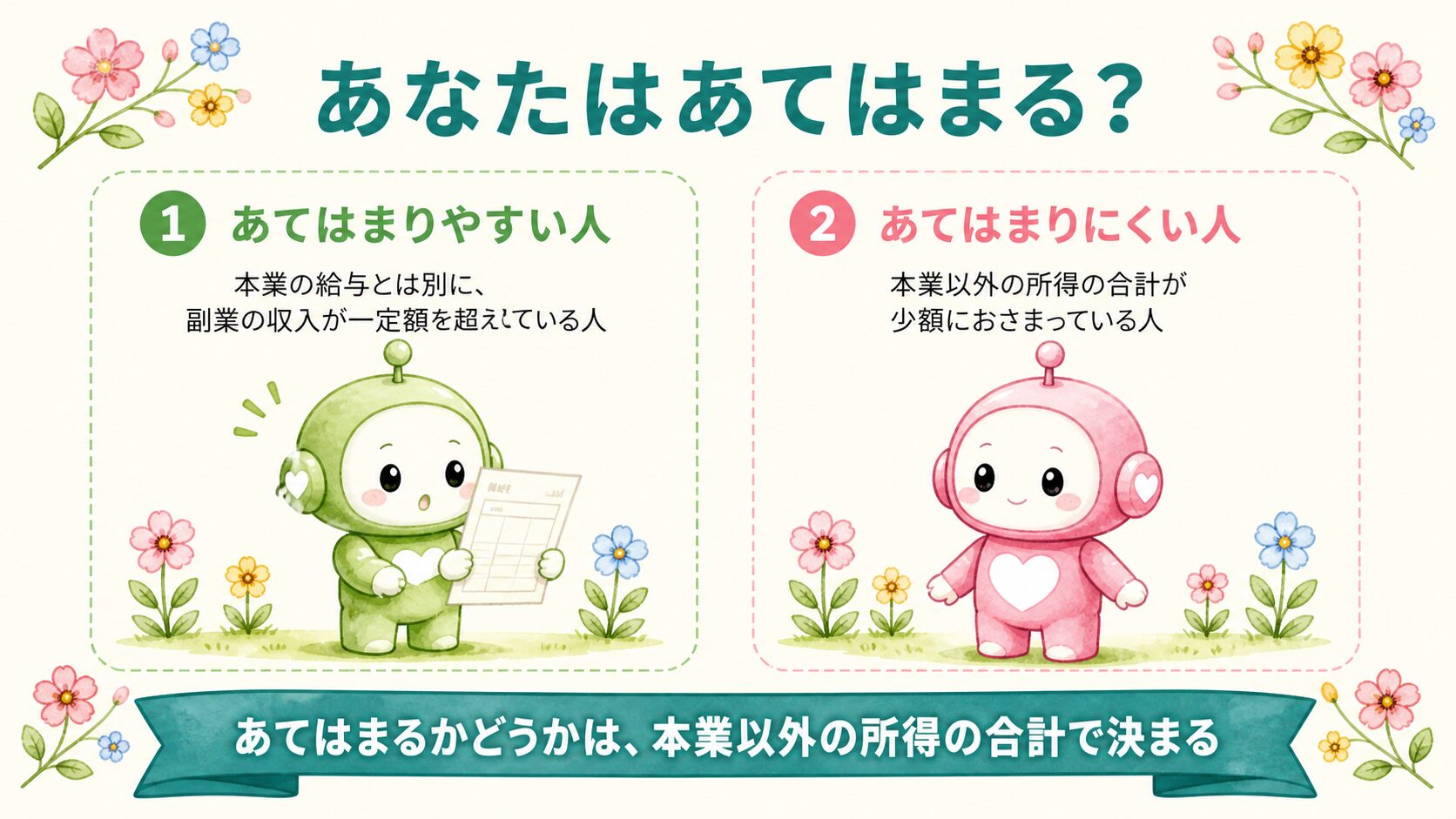 20万円ルールにあてはまる人・あてはまらない人を比較した図解