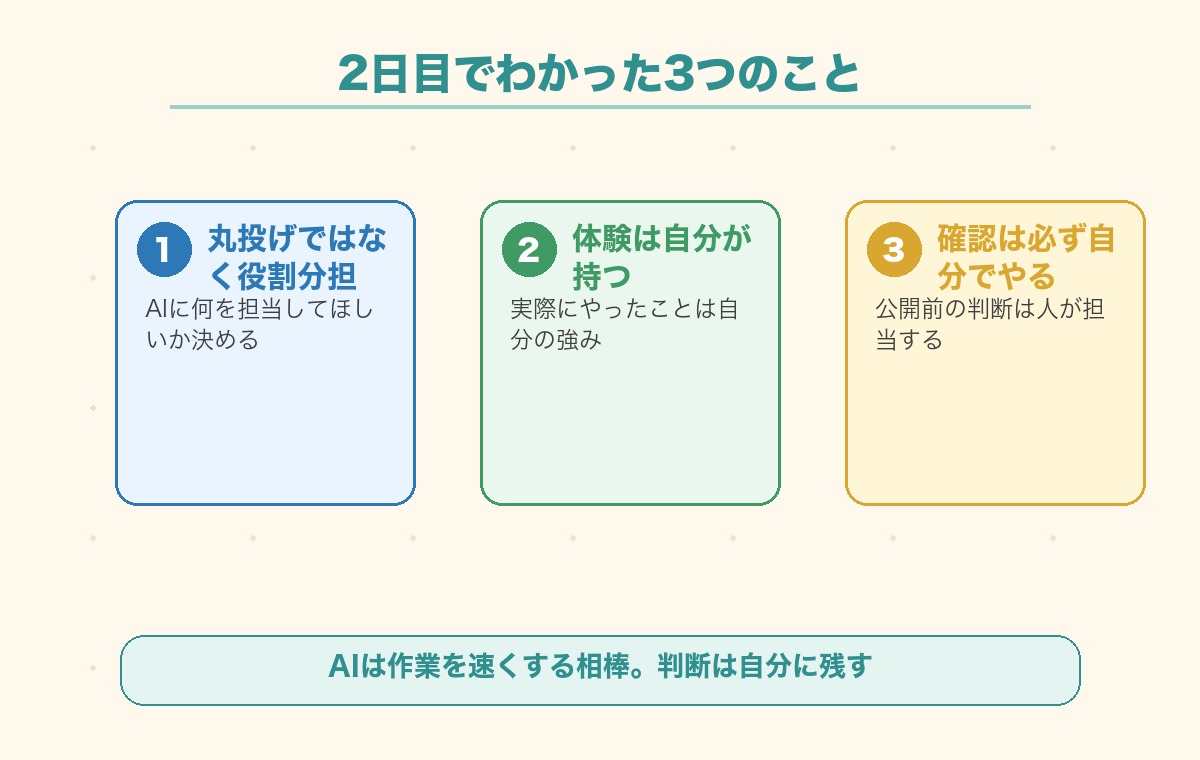 AIブログ2日目でわかった3つのことをまとめた図解