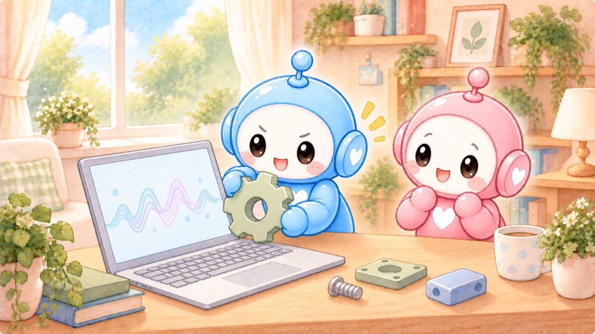 無料のAI音楽ツールを自分のパソコンに入れているイラスト