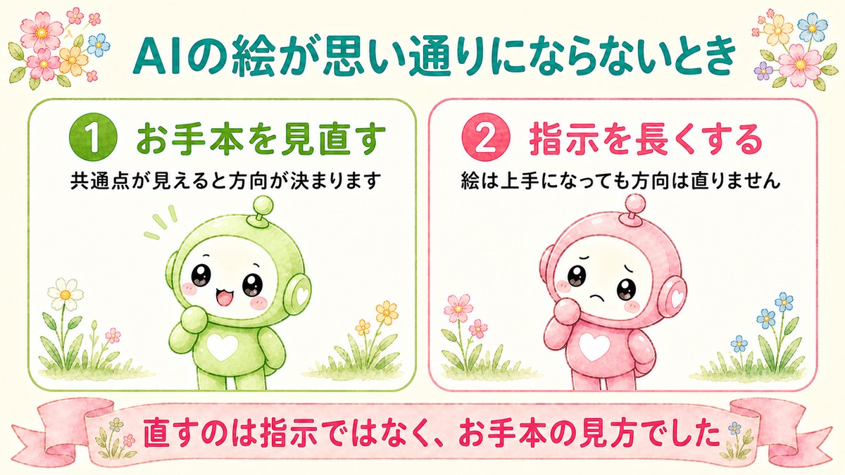 AIの絵が思い通りにならないとき、直すのは指示ではなくお手本の見方
